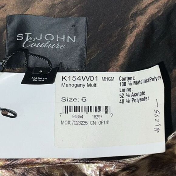 ST. JOHN Couture NWT Leopard Print One Shoulder Metallic Cocktail Dress Size 6 - Picture 11 of 14